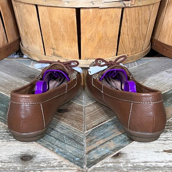 Hotter Honiton Dark Tan Brown Leather Lace-Up Driving Mocs Loafers Womens 6.5 - Picture 7 of 9